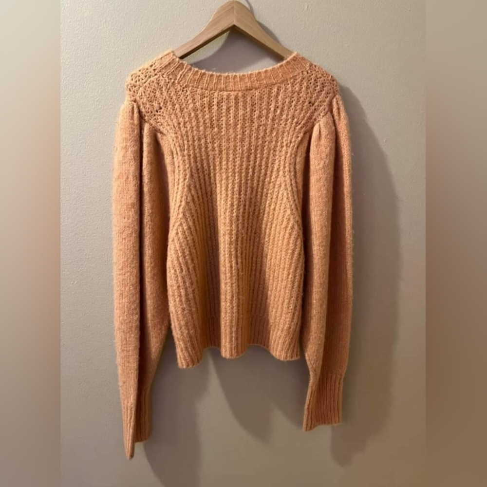 NEW Topshop Chunky Sweater Women’s Size 14 Pleated Sleeve Cropped Pullover Pink - Picture 6 of 9